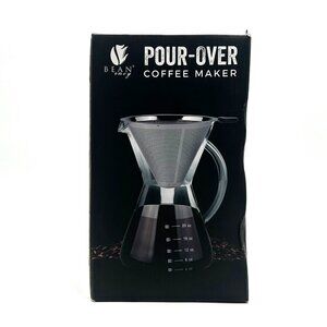 NEW Pour-Over Coffee Maker With Glass Carafe & Stainless Steel Filter